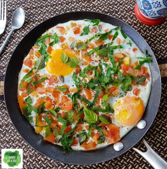 sarten huevos verduras